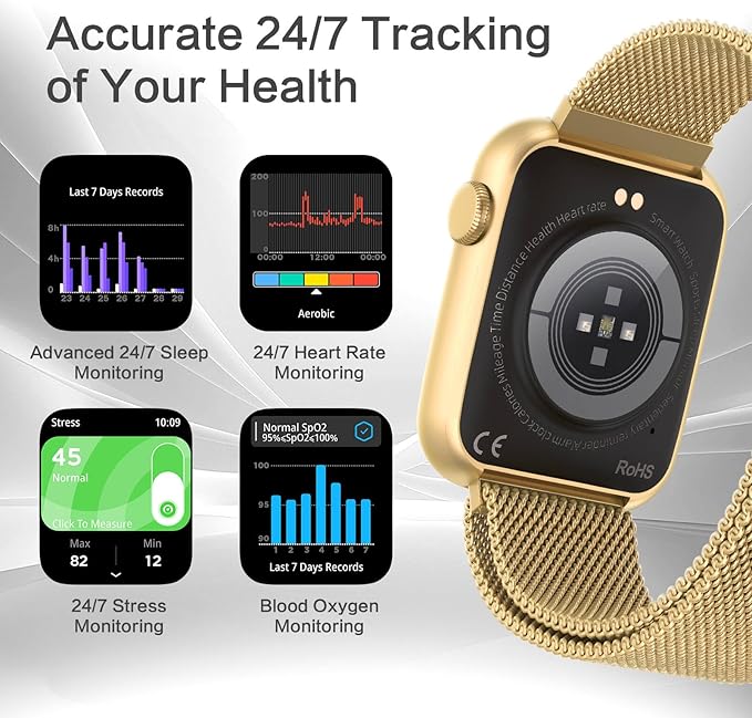 2025 Smart Watches for Women Men Blood Pressure, 1.9"AMOLED Display,AI Watch Face/Da GPT AI/AI Voice, 24/7 Heart Rate Stress Sleep Monitor, IP68 Waterproof, 123 Sports Fitness Tracker for Android iOS