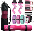 Barbell Pad Set for Squat Hip thrust pad, Fits Standard Olympic Bars and Smith Machine, Lifting Straps Ankle Strap For Cable Machine Squat Pad Safety Straps and Carry Bag, gym accessories for