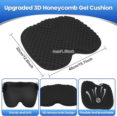 2PCS Anti Slip Kayak Gel Seat Cushion with Cover, Waterproof Seat Cushion Kayak Seat Pad for Sit in Inflatable Kayak, Canoe & Boat Fishing, Rowing, Lifetime Kayak Accessories (Black)