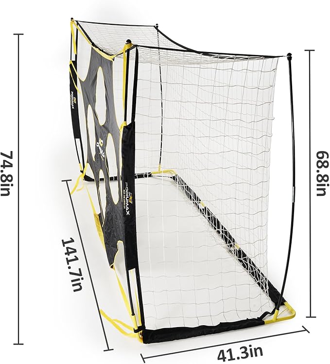 PodiuMax 12' x 6' Soccer Goal Target Nets with Highlighted Scoring Zones, Portable Shooting Practice Equipment