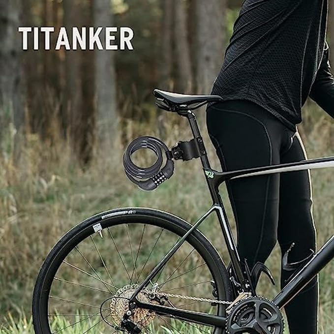 Titanker Bike Lock, Bicycle Lock 4 Feet Cable Lock 1/2 Inch Resettable Bike Lock Combination with Mounting Bracket, Bike Accessories for Bicycle, Electric Scooter, Motorcycle