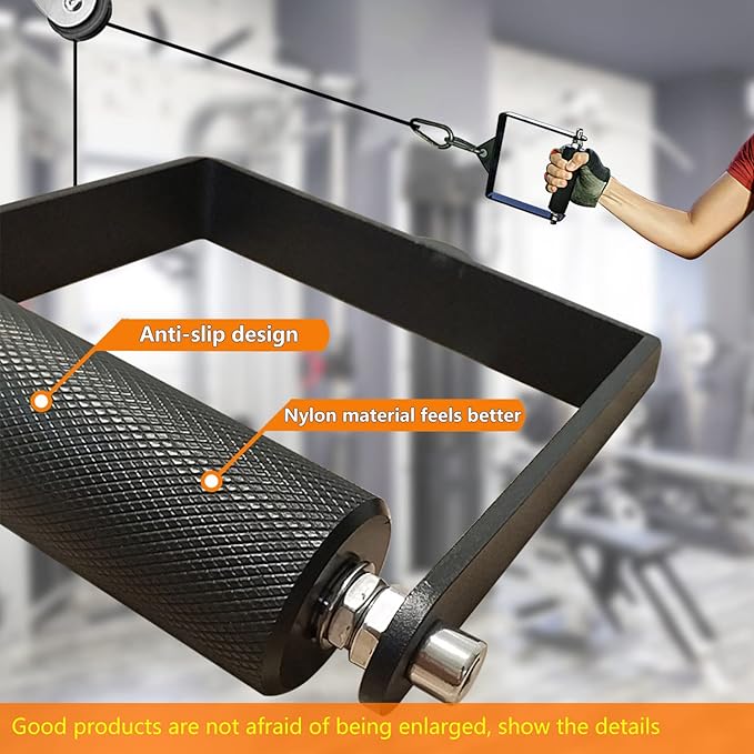 Gym Fitness LAT Pulldown Attachments, Fat Arm Wrestling Exercise D Handle Cable Attachment, Arm Lifting Deadlift Handle Grip for Finger Wrist Strength