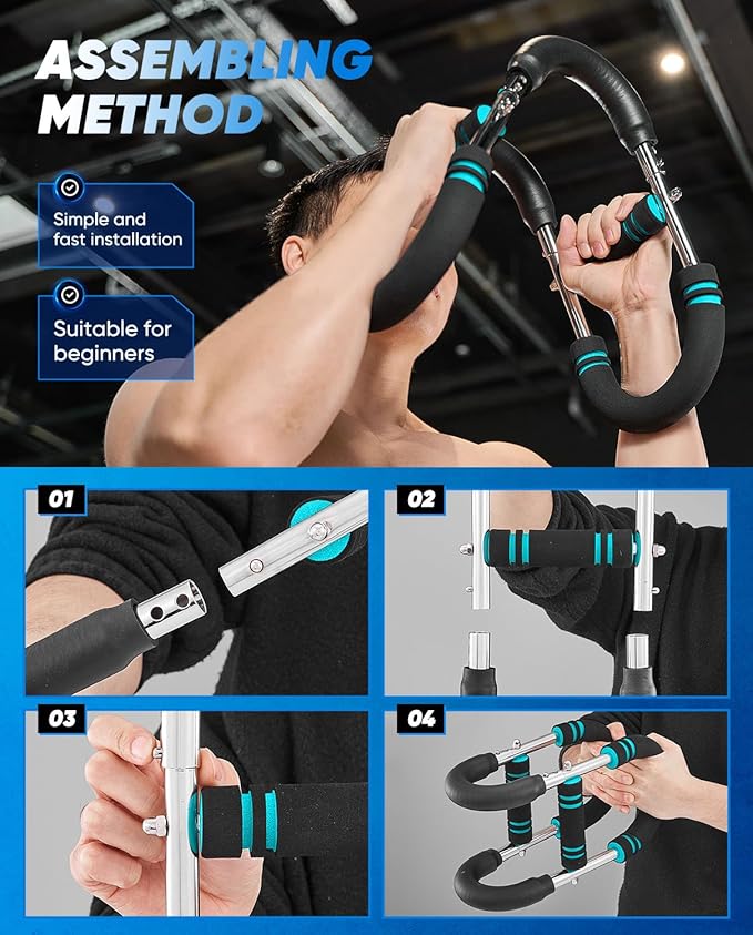 Saker Twister Arm Trainer, PowerTwist Arm Trainer, Adjustable Forearm Strengthener, Arm Exercise Equipment, Chest Workout Equipment, Portable Spring Resistance for Home Gym Equipment