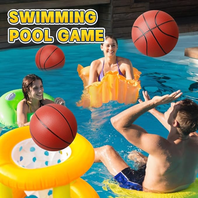 9.8”Basketball Ball for Kids Teens, Soft Ball for Basketball Hoop, Size 7 PVC Waterproof Balls for Swimming Pool, Sports Toy for Indoor Outdoor Water Games Pool Summer Party