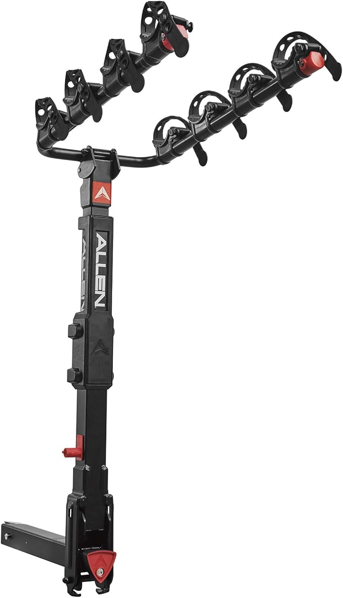 Allen Sports Premier Locking Quick Release 4-Bike Carrier for 2 Inch Hitch on Vehicles with Spare Tire, Model 400QR, Black & Sports 8 Ft Polyester Cargo Straps with Padded Cam Buckles, Model 508S