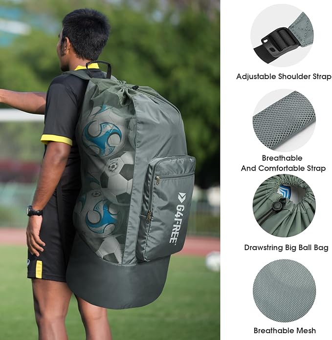G4Free Extra Large Mesh Ball Carry Bag for Soccer, Basketball, Football, Volleyball, Swim