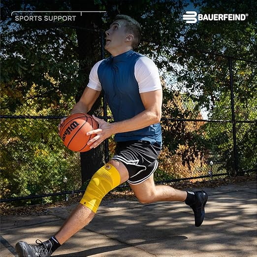 Bauerfeind Sports Compression Knee Support NBA Chicago Bulls - Lightweight Design with Gripping Zones for Basketball Knee Pain Relief & Performance (Bulls, S)