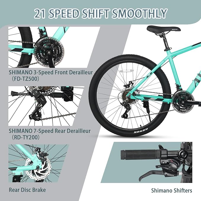 AVASTA AV300 26 27.5 inch Mountain Bike with 21-Speed，Aluminum Frame, Dual Disc Brake, Comfortable Saddle,Multiple Colors