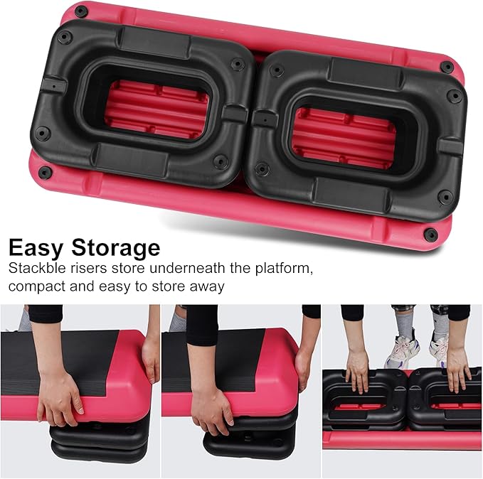 Exercise Workout Aerobic Step Platform Trainer, 28.5" Aerobic Stepper with 4"-6"-8" Adjustable Height Risers