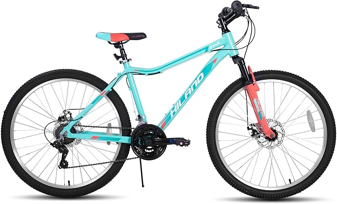 HILAND 20 Inch 26 Inch Mountain Bike for Women Girl, Lock-Out Suspension Fork, Aluminum Frame, Adult Ladies Mens MTB Bicycle