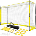 Collapsible Soccer Goal, 12×6 ft /6×4 ft Portable Soccer Goal Net for Backyard, Quick Setup Soccer Goals with 1 Carry Bag, 1 Agility Ladder, 4 Ground Nails,12 Training Cones