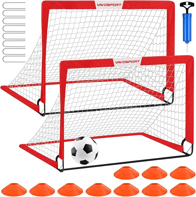 Kids Soccer Goals for Backyard Set - 2 of 4' x 3' Portable Soccer Goal Training Equipment, Pop Up Toddler Soccer Net with Soccer Ball, Soccer Set for Kids, Youth Outdoor Games, Sports, Play