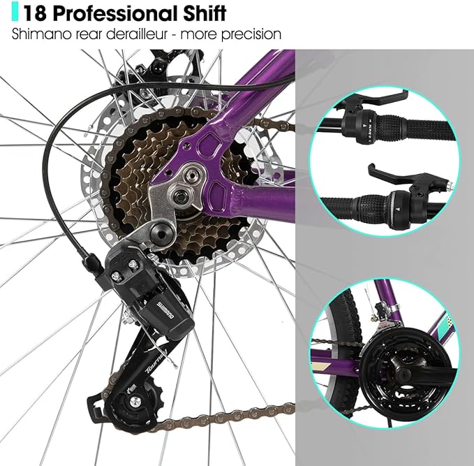 HILAND 20 Inch 26 Inch Mountain Bike for Women Girl, Lock-Out Suspension Fork, Aluminum Frame, Adult Ladies Mens MTB Bicycle
