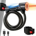 Combination Bike Lock Cable - with LED Bike Tail Light and Keypad Light, IPX6 Waterproof Heavy Duty Strong Anti-Theft 5 Digit Keyless Cable Lock, for Kids Adult Bike Accessories (4FT, Black-0.5 inch)