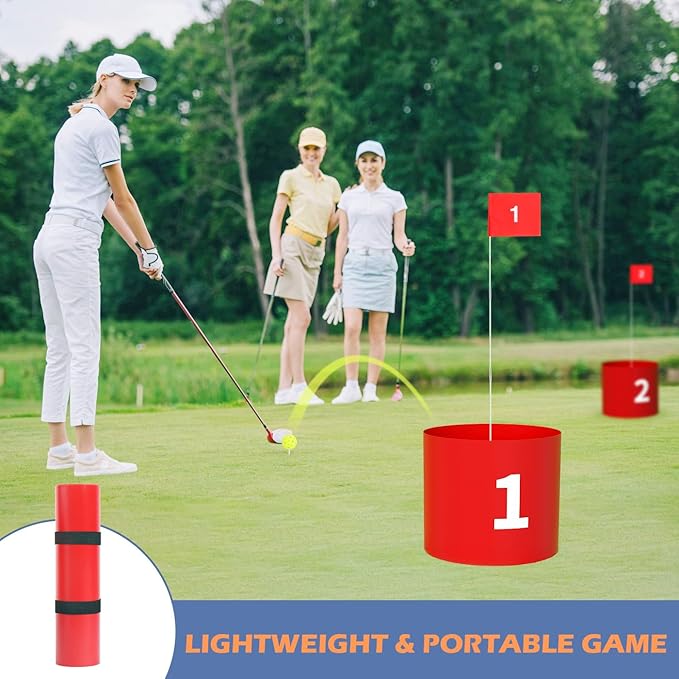 FOOING Golf Games, Golf Yard Set with LED Light, Portable Golf Practice Outdoor Games 6 Hole Set, Golf Simulators for Home Adults Kids Lawn, Beach, Yard, Camping