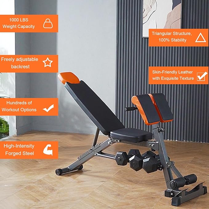 Roman Chair Hyperextension Bench – Adjustable Back Extension Machine for Glutes, Hamstrings & Lower Back – Foldable Multi-Purpose Workout Equipment for Home Gym