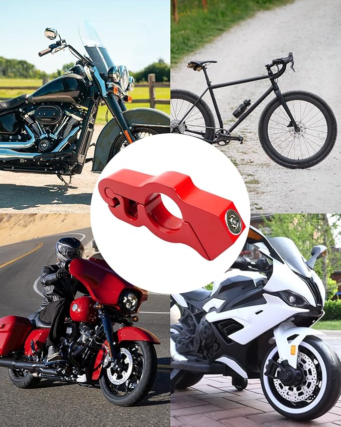 Lock Motorcycle, Heavy Duty Anti Theft Adjustable Bike Handlebar Lock with 2 Keys Protect Your Motorcycle Street ATV Red