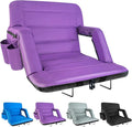 Stadium Seats with Back Support Wide, Exclusive Bleacher Chairs with Back and Cushion Folding Stadium Chairs, 6 Reclining Positions Waterproof Bleacher Seats with 2Hooks (Wide|22.5" Purple)