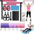 Pilates Bar Kit with Resistance Bands for Working Out, Pilates Equipment with Ab Roller for All Fitness Levels, Portable Home Gym Full Body Workout Equipment for Women&Men