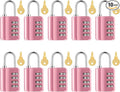 Kenning Combination Padlock 4 Digit Combination Lock with Keys Locker Resetable Security Outdoor Waterproof Gate Lock for School Sports Gym Locker Employee Fence Case (Pink,10 Pcs)