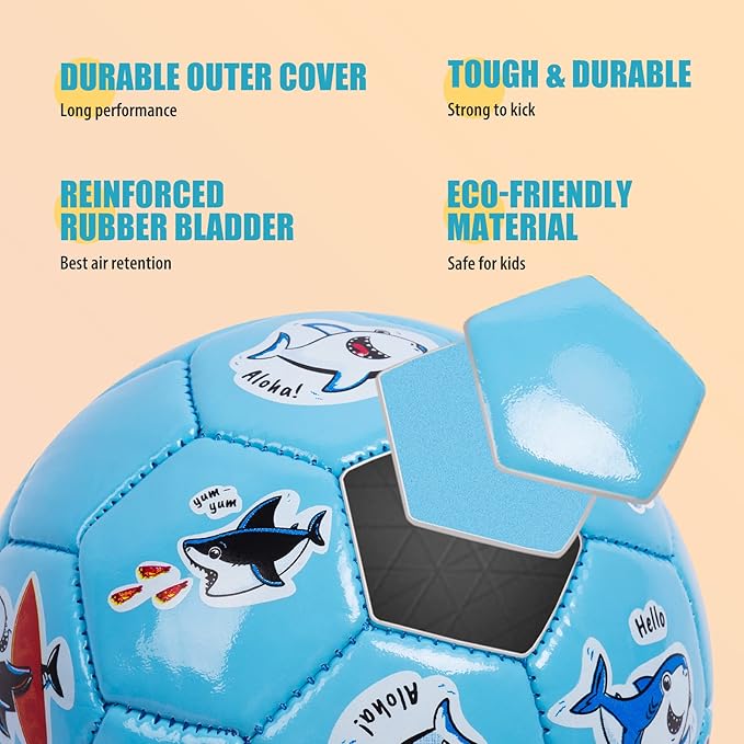 Toddler Soccer Ball Size 2 - Soft Kids Soccer Ball 2 Pack for Ages 1-3 3-5 - Cartoon Sports Toys for Boys Girls - 5.8” Small Ball for Indoor/Outdoor Games for Yard Games