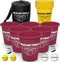 BucketBall | Team Color Edition | Combo Pack (Maroon/Yellow): Original Yard Pong Game: Best Camping, Beach, Lawn, Outdoor, Family, Adult, Tailgate, Jumbo, Giant Game