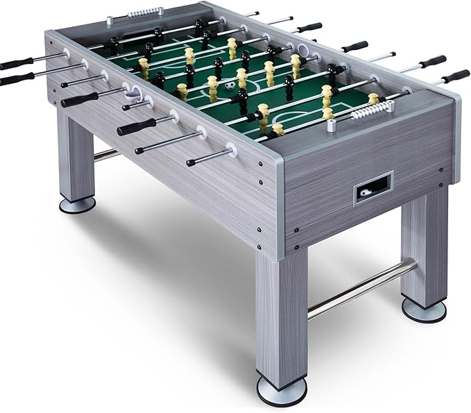Large Size Foosball Table Adult Size, Full Size Soccer Game Table w/2 Balls, Leg Levelers & Heavy-Duty Legs, Durable Arcade Football Table for Game Room, Home, Office, Party