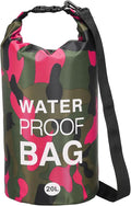 Waterproof Dry Bag, 20L Fit for Women Men Water Proof Bags Lightweight Dry Storage Floating Backpack with Whistle for Travel Boating Kayaking (Rose Red Camouflage)