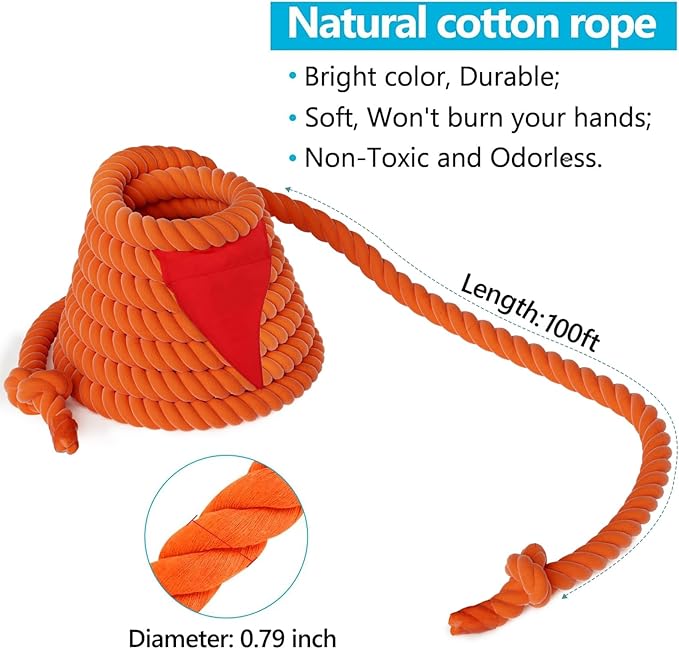 X XBEN Tug of War Rope with Flag for Kids 20FT, Teens and Adults, Soft Cotton Rope Games for Team Building Activities, Family Reunion, Birthday Party