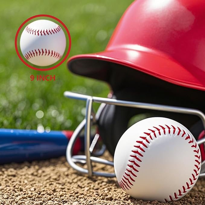 2 Pack Blank Baseballs Solid Cork Core, 9 Inch Baseball Balls Unmarked Autographs Baseball for League Play, Pitching, Hitting, Batting, Fielding, Autograph, Gifts