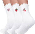 3 Pairs Pilates Socks with Grips Non Slip Ruffle Yoga Grip Socks for Women