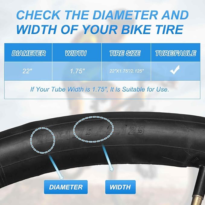 HARFINGTON Inner Tubes Width Rubber Bicycle Tubes with Standard Valve for MTB Mountain Dirt Bike