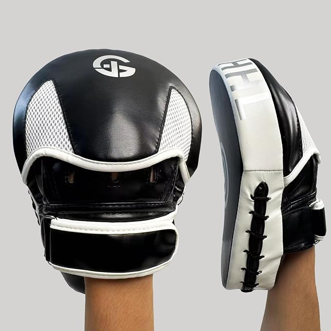 Boxing Pads Curved Punching Mitts Sparring Gear for Boxing,MMA,Muay Thai,Martial Arts Training Equipment，Red/Black,2PCS