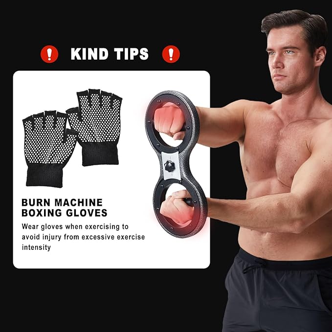 HOTWAVE Burn Machine Arm Workout, Spinning Rotator Shoulder Burn Machine - 360 Degree Rotating Burn Machine Arm Workout Equipment Machine for Men&Women with Boxing Gloves Adjustable Resistance