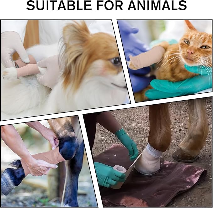 4 Rolls Elastic Tape, Breathable Self Adhesive Bandage Wrap, Flexible Stretch Bandages for Sports Wrists Sprains Knees Ankles, Vet Wrap for Animals Pets, 5 Yards (2 Inch in Width)