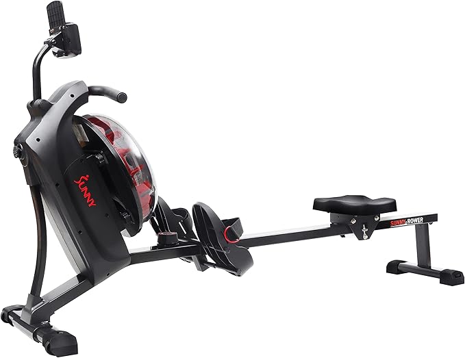 Sunny Health & Fitness Elite Water Rowing Machine with High Dynamic Resistance Vertical Tank, Low-Impact Full-Body Workout and Optional Free SunnyFit App Connectivity