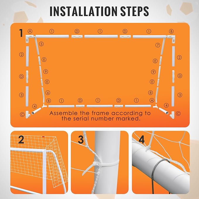 ORIENGEAR Soccer Goal, 12x6/10x6.5/8x6/6x4 Full Size Soccer Goals for Backyard, Soccer Net with Training Discs, Portable Soccer Goal for Kids and Adults with 1 Carry Bag, Porterias De Futbol