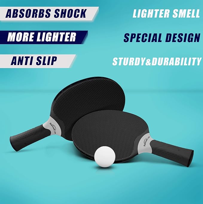 Senston Table Tennis Rackets Set, Professional Table Tennis Racket with 3 Balls, Composite Rubber Ping Pong Paddle Set