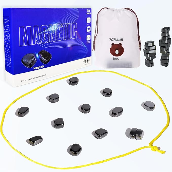 Magnetic Chess Game Set for Kids and Adults, 2024 New Fun Table Top Multiplayer Magnetic Chess Game with Stones, Tabletop Board Games Strategy Game Family Party Games