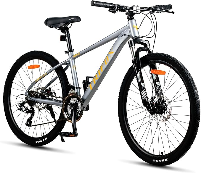 TRIFOX 26 Inch Aluminum Mountain Bike with Shimano 21 Speed,Aircraft-Grade Aluminum Frame,Front Suspension Fork,Dual Disc Brakes,15/17 Inch Internal Cable Routing Frame for Men Women Boys and Girls