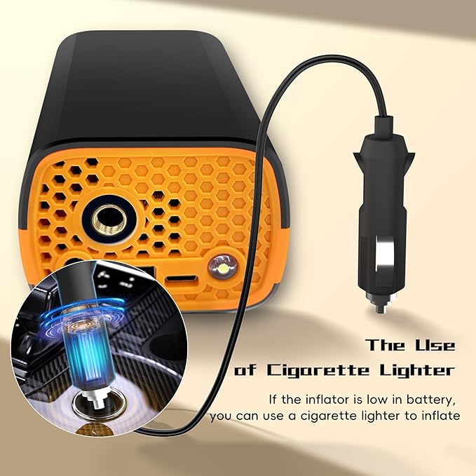 Tire Inflator Portable Air Compressor, Air Pump for Car Tires 5X Faster 150 Psi Digital Pressure Gauge, LED Light and Auto Shut-off Cordless Pocket Portable Pump for Car, Motorcycle, Bike, Balls etc.
