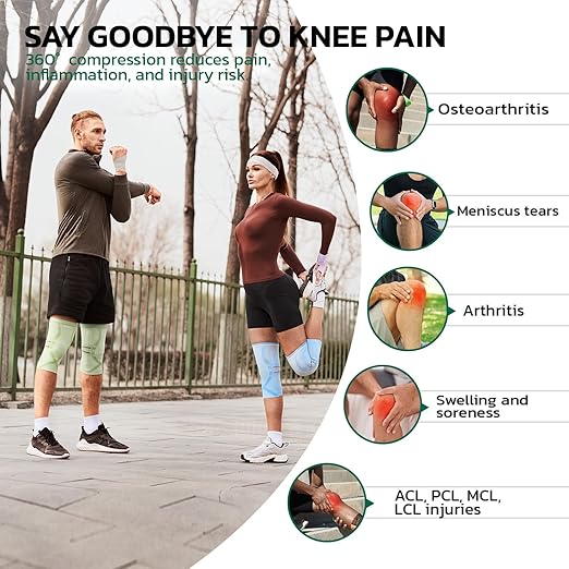 Compression Knee Brace for Women & Men, 2 Pack AOCELL Knee Sleeve Support for Knee Joint Pain Relief, ACL, Meniscus Tear, Arthritis - Breathable for Workout, Running, Gym, Sports, Fitness XL