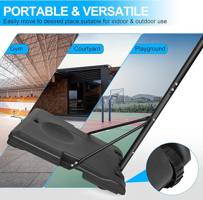 Icoud Height-Ajustable Basketball Hoop 8.5/9.2ft Portable Basketball Goals,32/36 inch Background with Wheels System