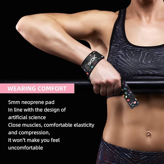 SKDK Cotton Hard Pull Wrist Lifting Straps Grips Band-Deadlift Straps with Neoprene Cushioned Wrist Padded and Anti-Skid Silicone - for Weightlifting, Bodybuilding, Xfit, Strength Training