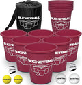 BucketBall | Team Color Edition | Combo Pack (Maroon/Maroon): Original Yard Pong Game: Best Camping, Beach, Lawn, Outdoor, Family, Adult, Tailgate, Jumbo, Giant Game