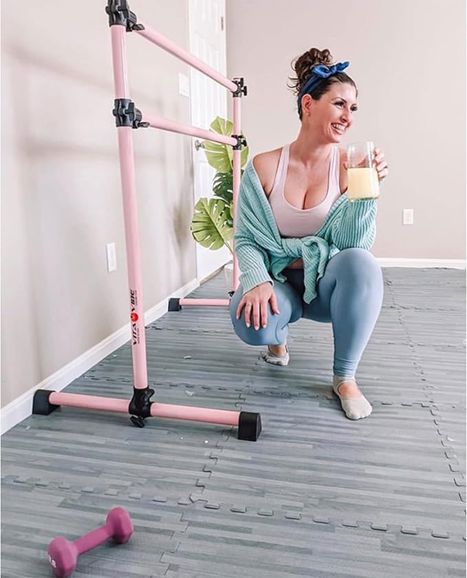 VITA Barre Portable Freestanding Double Ballet Barre, Prodigy, Aluminum | Adjustable Height, USA Made, Home or Gym Exercise Equipment for Kids & Adults | Dance, Fitness, Pilates