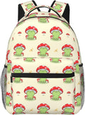 Kawaii Frog Print Backpack for Boys Girls Bookbags Lightweight Adjustable Elementary Middle High School Bags for Kids Children Teenagers Travel Daypack Laptop Hiking Backpacks