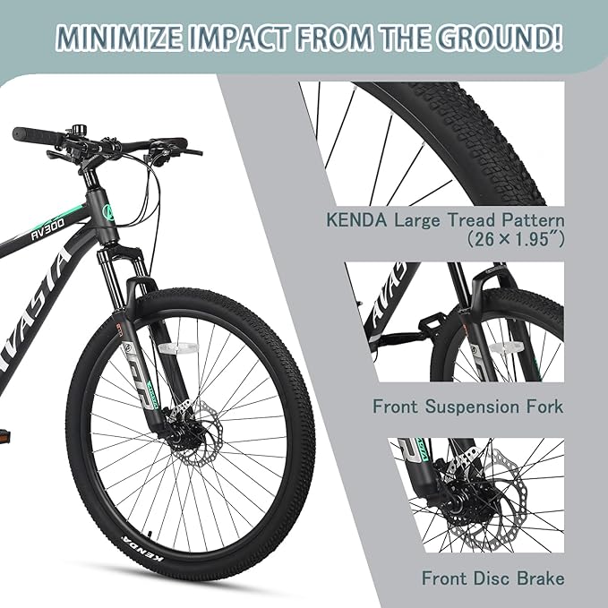 AVASTA AV300 26 27.5 inch Mountain Bike with 21-Speed，Aluminum Frame, Dual Disc Brake, Comfortable Saddle,Multiple Colors
