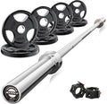 RitFit Barbell Weight Set - 4/6FT Olympic Barbell with Weight Plates (55-275LB Total) - Weightlifting Equipment for Squats, Curls, Deadlifts, Presses, Hip Thrusts