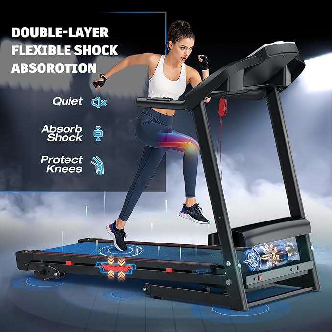 Treadmills for Home Walking Pad Treadmill Folding Treadmill with Incline 3.5HP Quiet Brushless, Running Machine 330 Lbs Capacity, App, Pulse Sensor Heart Rate with LCD Display Holder for Cup & Phone